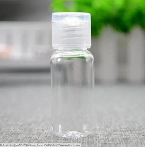 12PCS 30ml 1oz BPA Free Clear Empty Plastic Flip Cap Bottle Jar Pot Vial Container For Emulsion Liquid Makeup Lotion Emollient Water Comestic Shower Gel  Sample