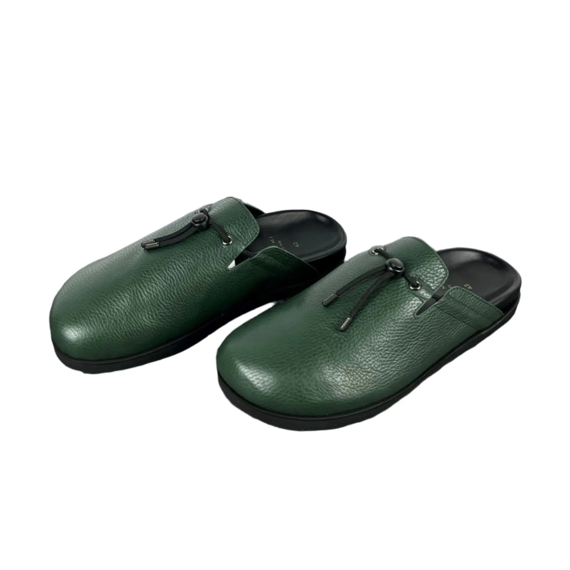 Buscemi Men's Pietro Dark Military Leather Slippers SAMPLE