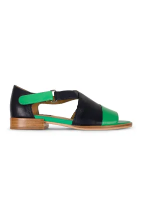 Colourful soft Leather Sandal | GREEN/NAVY | NANRIC YY