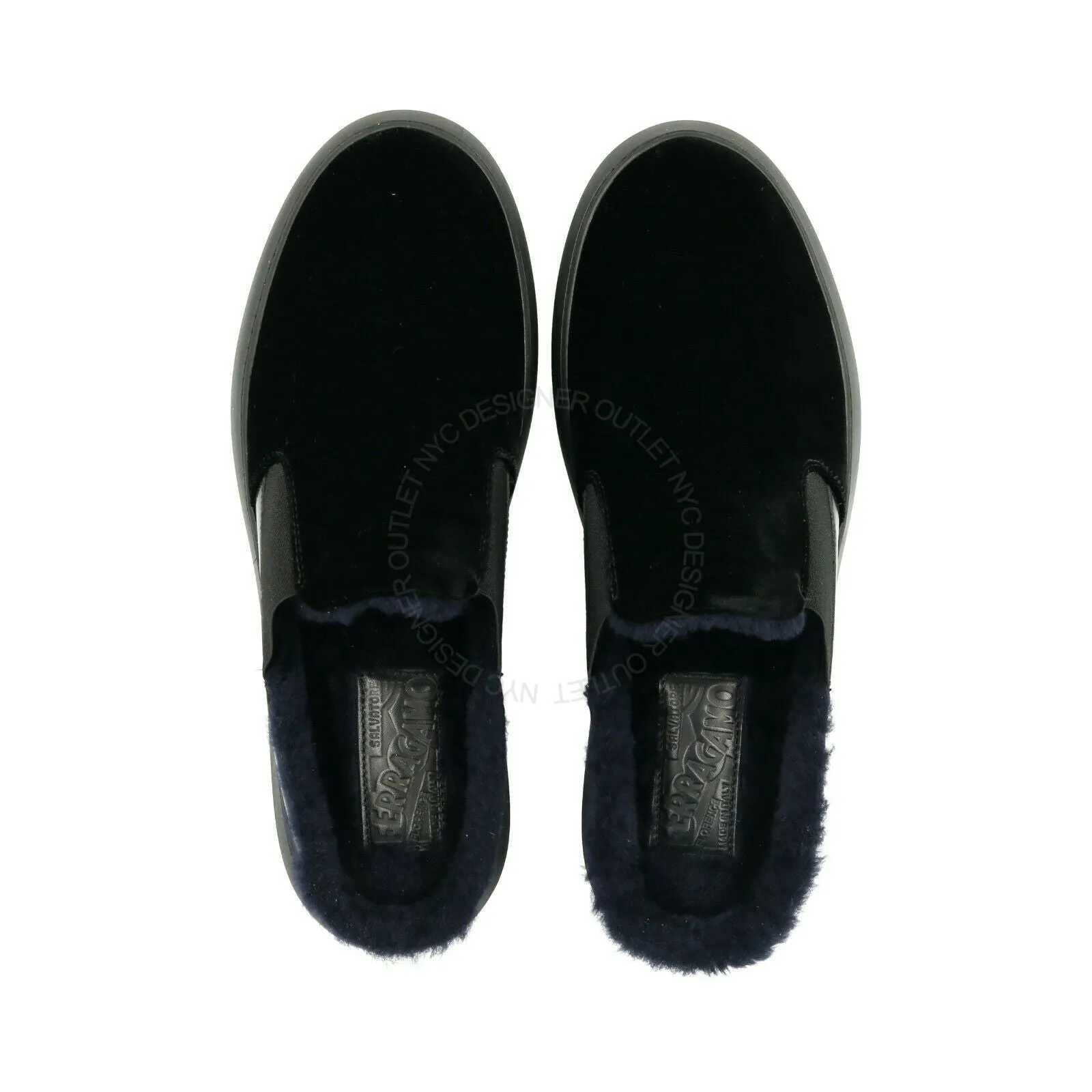 Ferragamo Douglas Velvet Fur Slippers