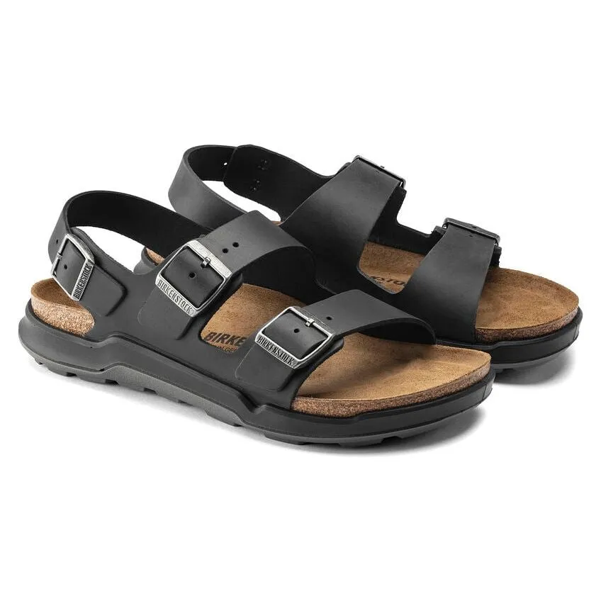 Milano Rugged Sandal - Black Oiled Leather