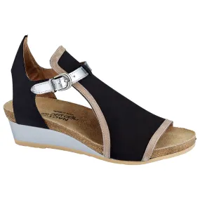 Naot Fiona Sandal - Black Velvet / Khaki / Silver