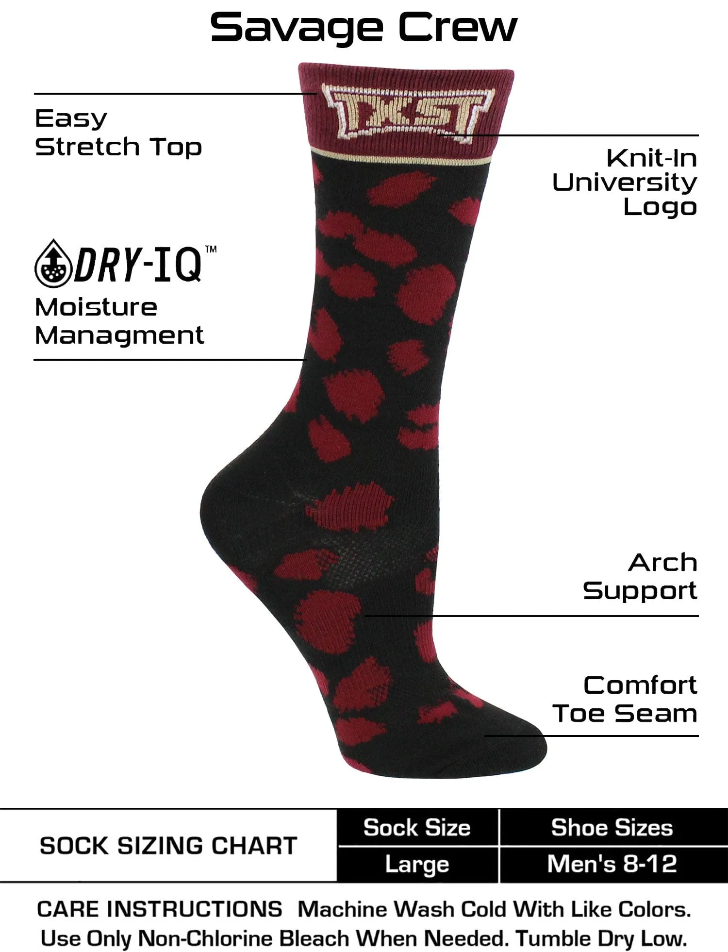 Texas State Bobcats Socks Womens Savage Crew Socks