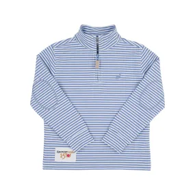 The Beaufort Bonnet Company - Park City Periwinkle Stripe Kentucky Derby Hayword Half Zip